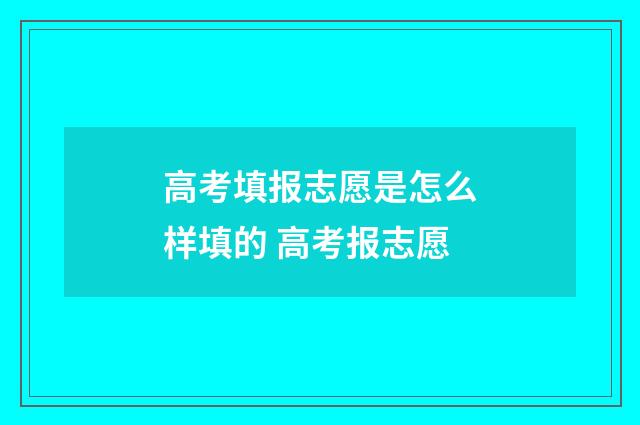 高考填报志愿是怎么样填的 高考报志愿