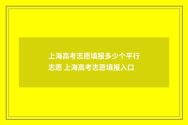 上海高考志愿填报多少个平行志愿 上海高考志愿填报入口
