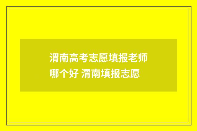 渭南高考志愿填报老师哪个好 渭南填报志愿