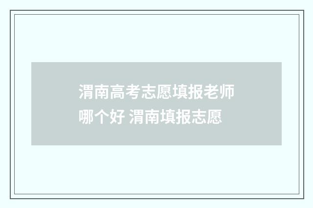 渭南高考志愿填报老师哪个好 渭南填报志愿
