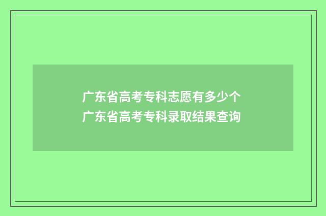 广东省高考专科志愿有多少个 广东省高考专科录取结果查询