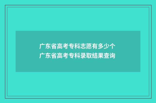 广东省高考专科志愿有多少个 广东省高考专科录取结果查询