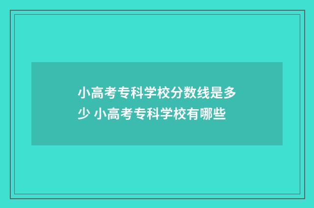 小高考专科学校分数线是多少 小高考专科学校有哪些