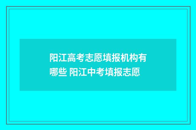 阳江高考志愿填报机构有哪些 阳江中考填报志愿
