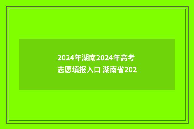 2024年湖南2024年高考志愿填报入口 湖南省202
