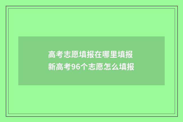 高考志愿填报在哪里填报 新高考96个志愿怎么填报