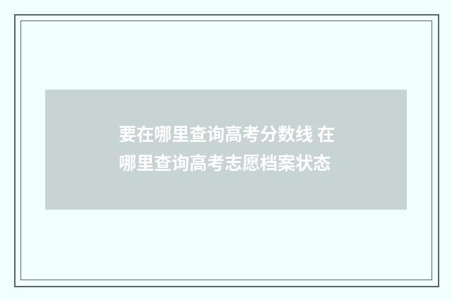 要在哪里查询高考分数线 在哪里查询高考志愿档案状态