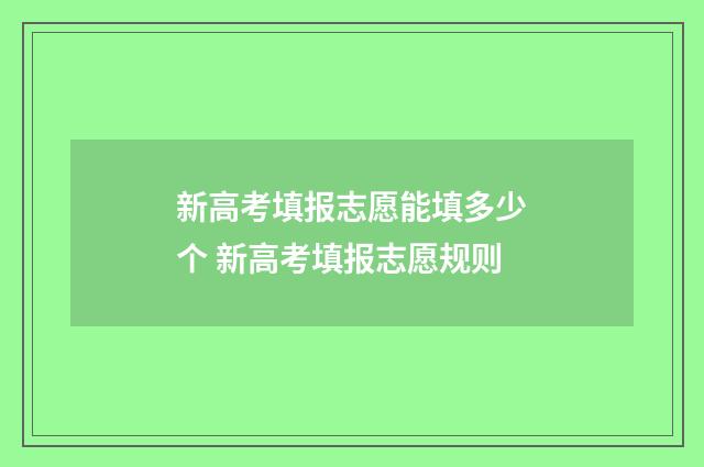 新高考填报志愿能填多少个 新高考填报志愿规则