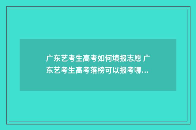 广东艺考生高考如何填报志愿 广东艺考生高考落榜可以报考哪些学校