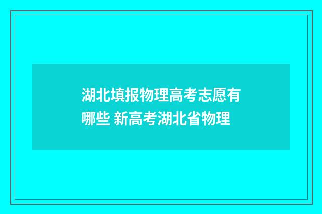 湖北填报物理高考志愿有哪些 新高考湖北省物理