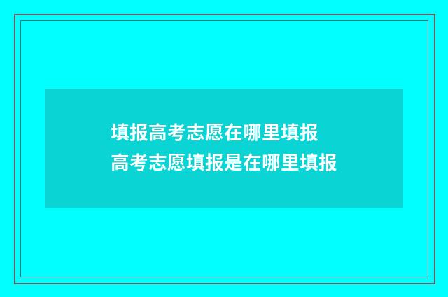 填报高考志愿在哪里填报 高考志愿填报是在哪里填报