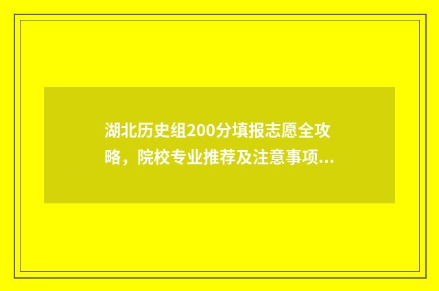 湖北历史组200分填报志愿全攻略，院校专业推荐及注意事项 2021年湖北历史组考生