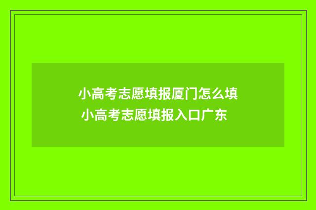 小高考志愿填报厦门怎么填 小高考志愿填报入口广东