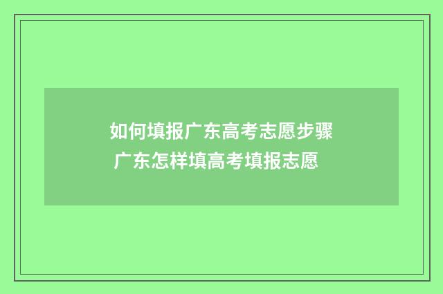 如何填报广东高考志愿步骤 广东怎样填高考填报志愿