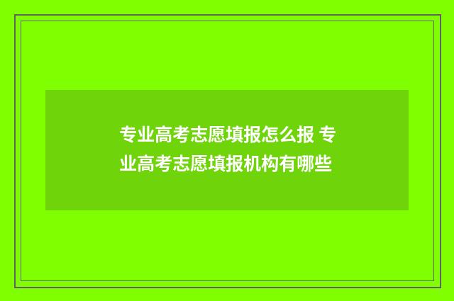专业高考志愿填报怎么报 专业高考志愿填报机构有哪些