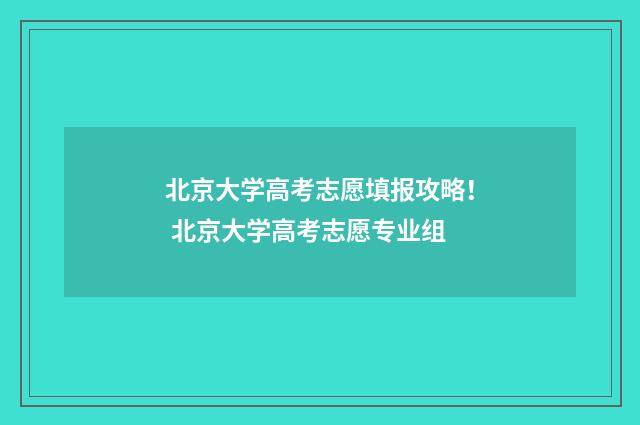 北京大学高考志愿填报攻略！ 北京大学高考志愿专业组