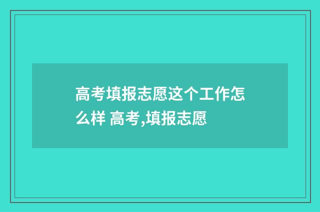 高考填报志愿这个工作怎么样 高考,填报志愿