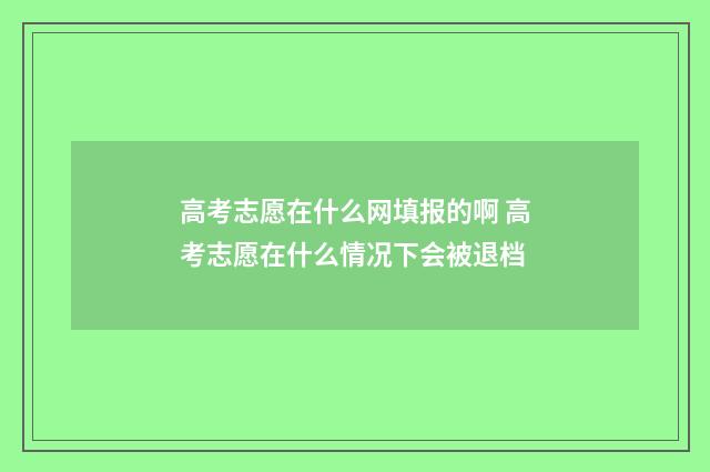 高考志愿在什么网填报的啊 高考志愿在什么情况下会被退档