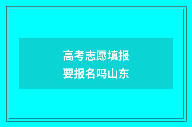 高考志愿填报要报名吗山东