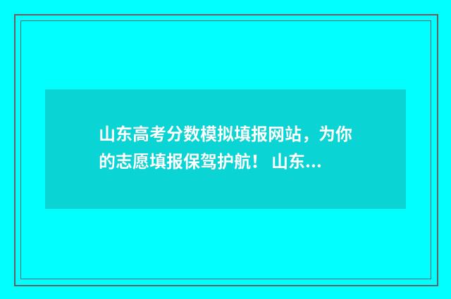 山东高考分数模拟填报网站，为你的志愿填报保驾护航！ 山东高考模拟试卷2021