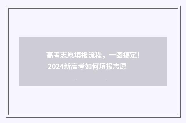 高考志愿填报流程，一图搞定！ 2024新高考如何填报志愿