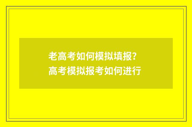 老高考如何模拟填报？ 高考模拟报考如何进行