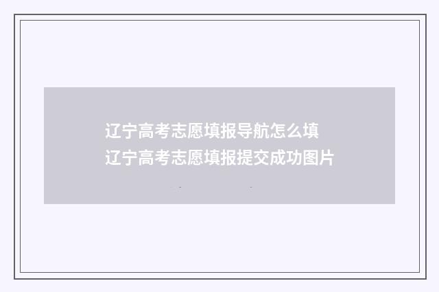 辽宁高考志愿填报导航怎么填 辽宁高考志愿填报提交成功图片