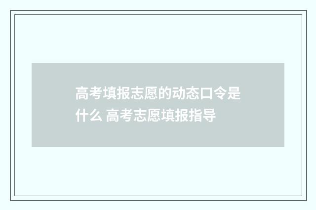 高考填报志愿的动态口令是什么 高考志愿填报指导