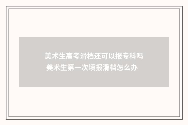 美术生高考滑档还可以报专科吗 美术生第一次填报滑档怎么办