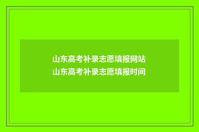 山东高考补录志愿填报网站 山东高考补录志愿填报时间
