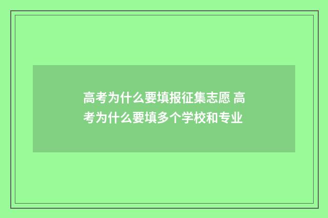 高考为什么要填报征集志愿 高考为什么要填多个学校和专业