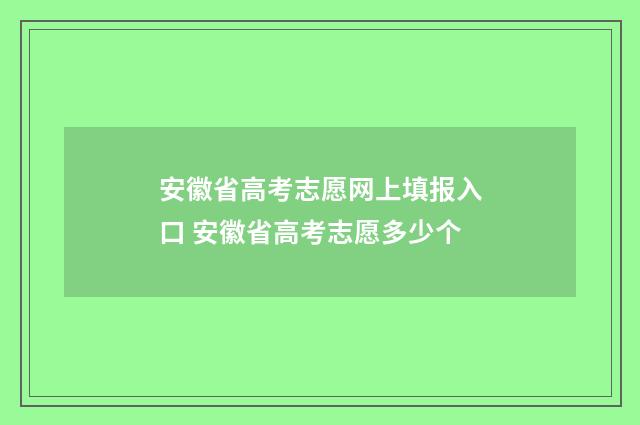 安徽省高考志愿网上填报入口 安徽省高考志愿多少个