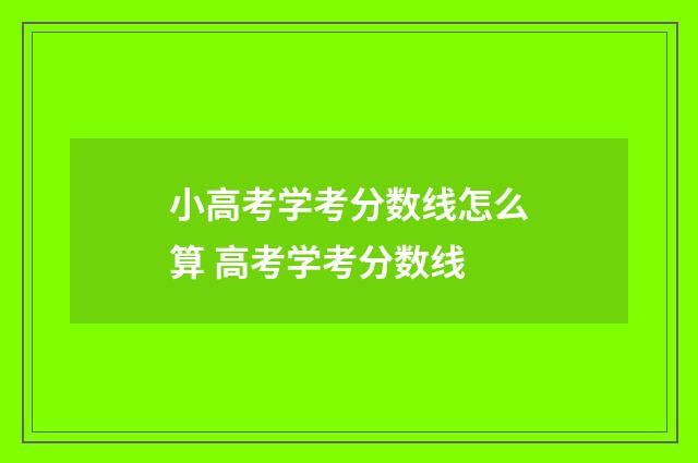 小高考学考分数线怎么算 高考学考分数线