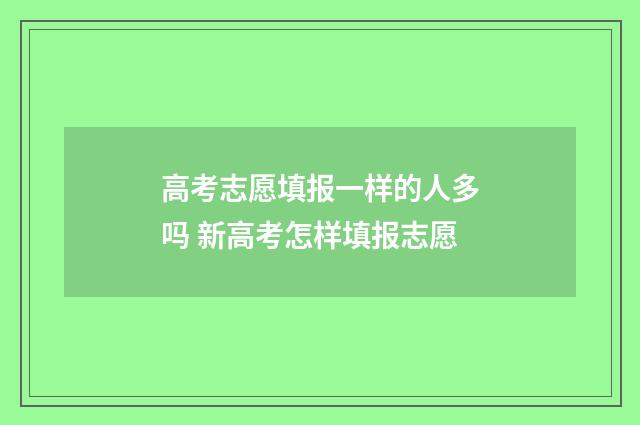 高考志愿填报一样的人多吗 新高考怎样填报志愿