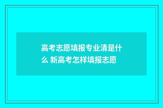 高考志愿填报专业清是什么 新高考怎样填报志愿