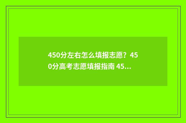 450分左右怎么填报志愿？450分高考志愿填报指南 450分算高吗