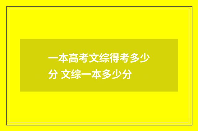 一本高考文综得考多少分 文综一本多少分