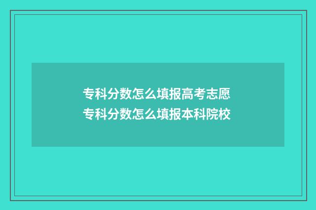 专科分数怎么填报高考志愿 专科分数怎么填报本科院校