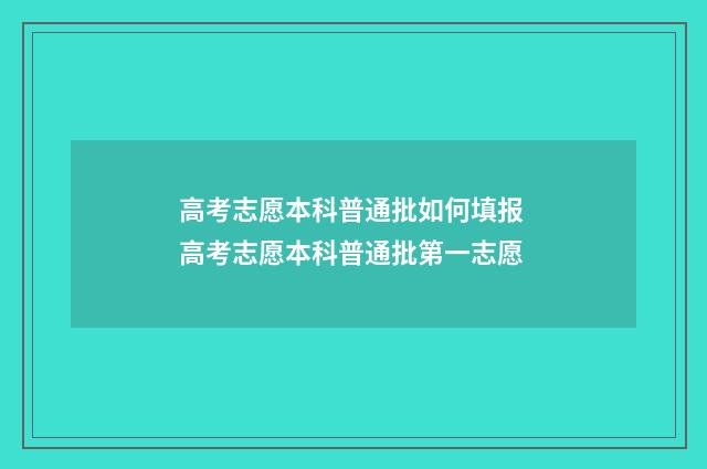 高考志愿本科普通批如何填报 高考志愿本科普通批第一志愿