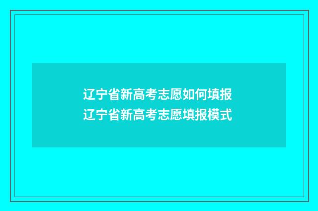 辽宁省新高考志愿如何填报 辽宁省新高考志愿填报模式