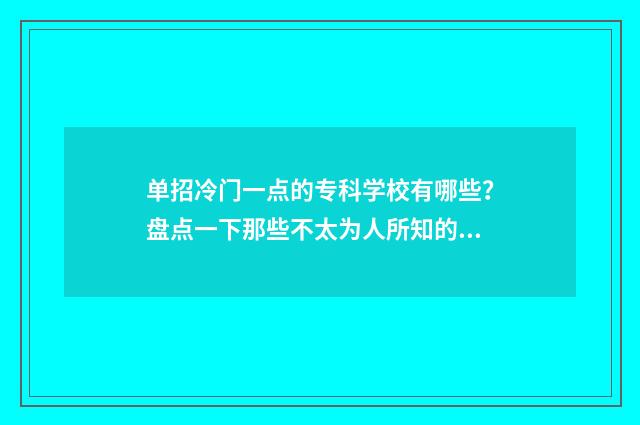 单招冷门一点的专科学校有哪些？盘点一下那些不太为人所知的好学校 单招冷门专业有哪些 单招生怎么选专业