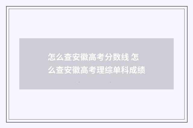 怎么查安徽高考分数线 怎么查安徽高考理综单科成绩