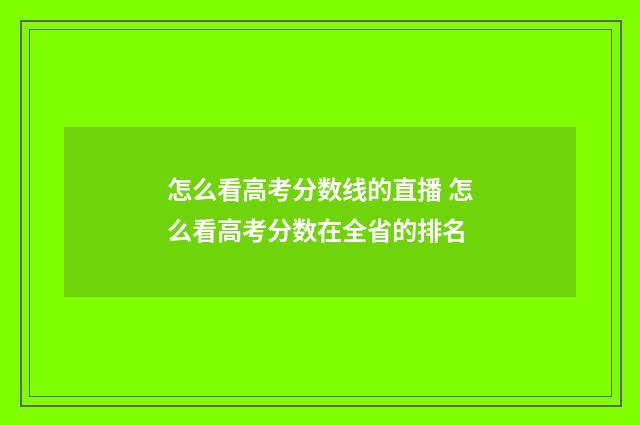 怎么看高考分数线的直播 怎么看高考分数在全省的排名