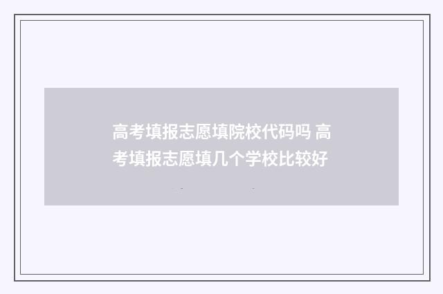 高考填报志愿填院校代码吗 高考填报志愿填几个学校比较好