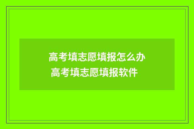 高考填志愿填报怎么办 高考填志愿填报软件