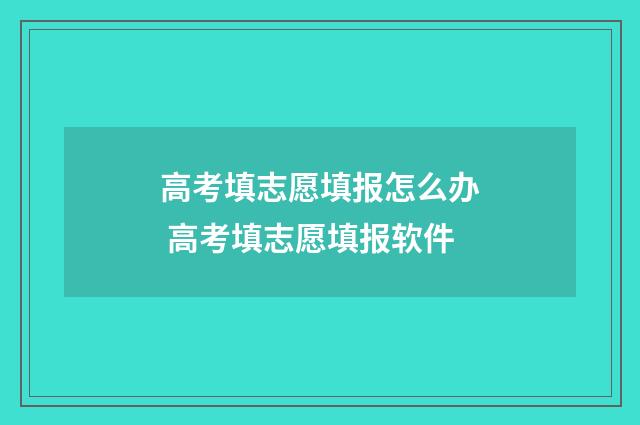 高考填志愿填报怎么办 高考填志愿填报软件