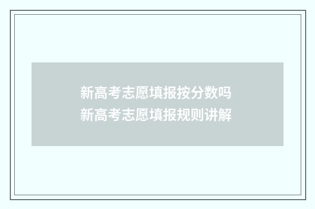 新高考志愿填报按分数吗 新高考志愿填报规则讲解
