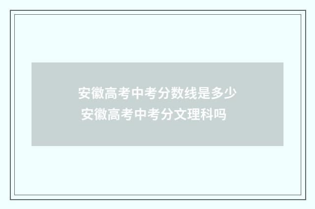 安徽高考中考分数线是多少 安徽高考中考分文理科吗