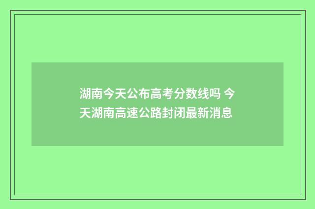 湖南今天公布高考分数线吗 今天湖南高速公路封闭最新消息