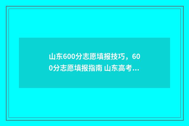 山东600分志愿填报技巧，600分志愿填报指南 山东高考600分上什么大学